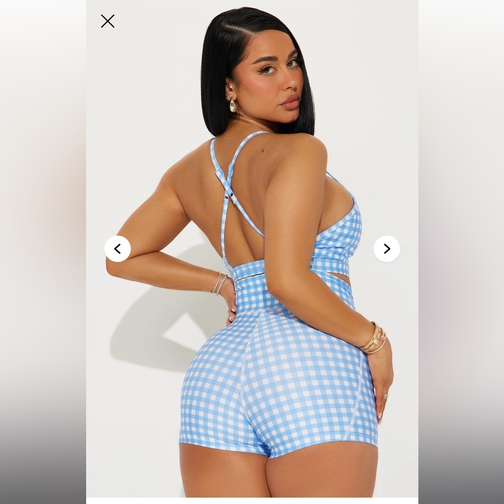 Blue Gingham Women's workout set
